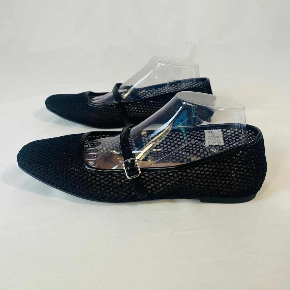 Old Navy‎ Mesh Ballet Flats Mary Jane Women's 10 Blackjack Black Buckle Strap